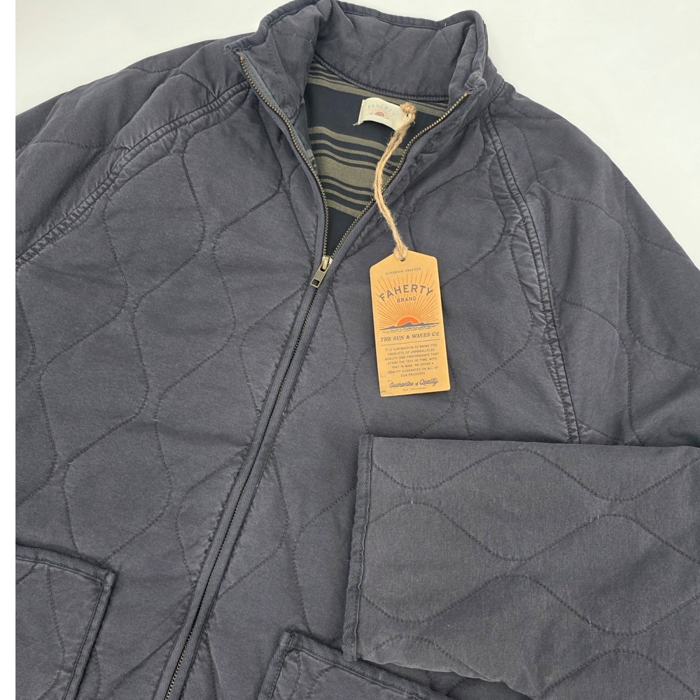 FAHERTY QUILTED JACKET WOMEND LARGE XL SUNWASHED GRAY FULL ZIP POCKETS NEW $298